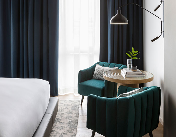Guestroom seating area at Kimpton Pittman Hotel