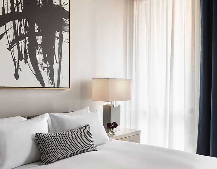Guestroom bed details at Kimpton Pittman Hotel